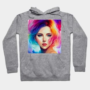 tie dye amine beautiful woman stunning color Hoodie